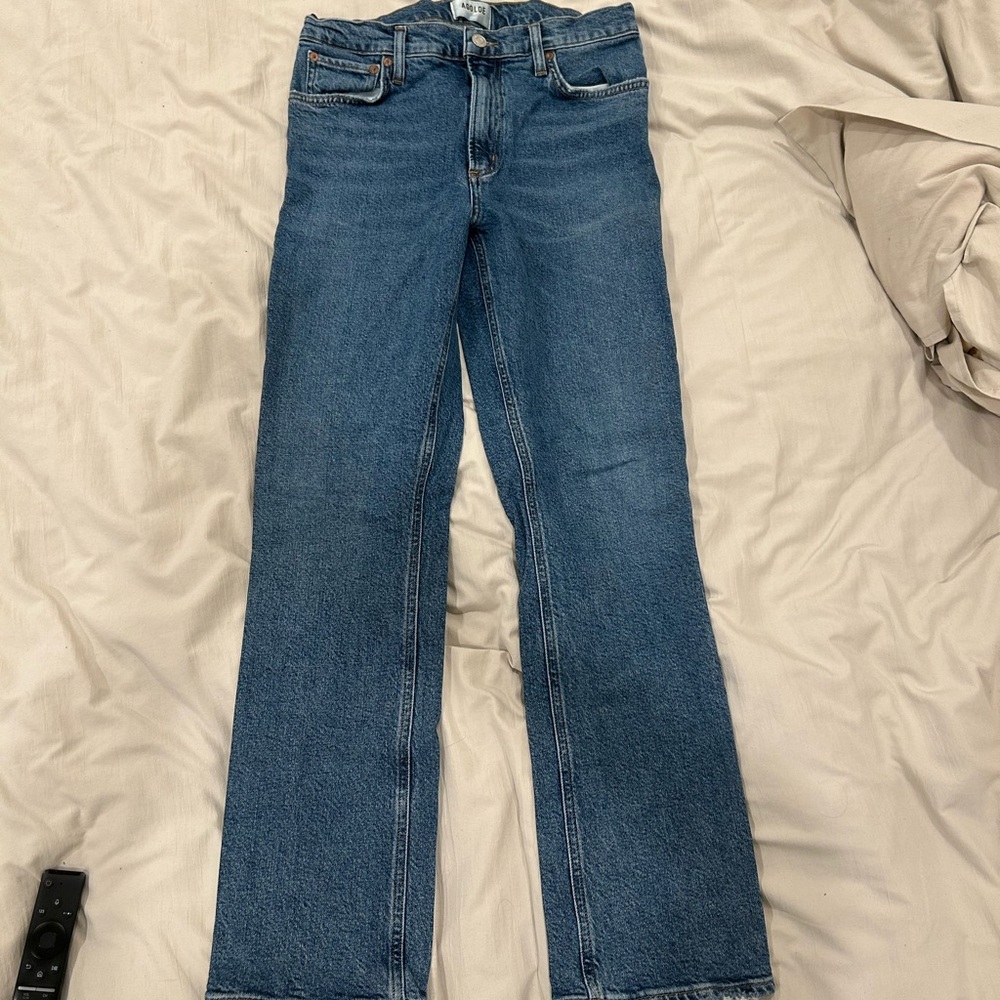 AGOLDE Straight-Leg Jeans in Medium Blue Denim